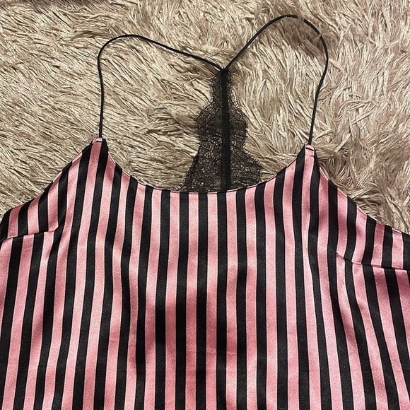 Victoria’s Secret Satin Pink & Black Stripe Lingerie Sz Small - Picture 3 of 8